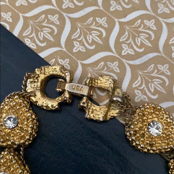 Gold tone multi heart bracelet with rhinestones - Picture 3 of 4